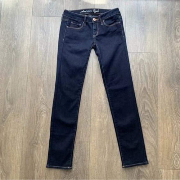 American Eagle Skinny Jeans Stretch Denim Dark Wash Low rise Y2K 2000s Size 2 - Picture 5 of 14